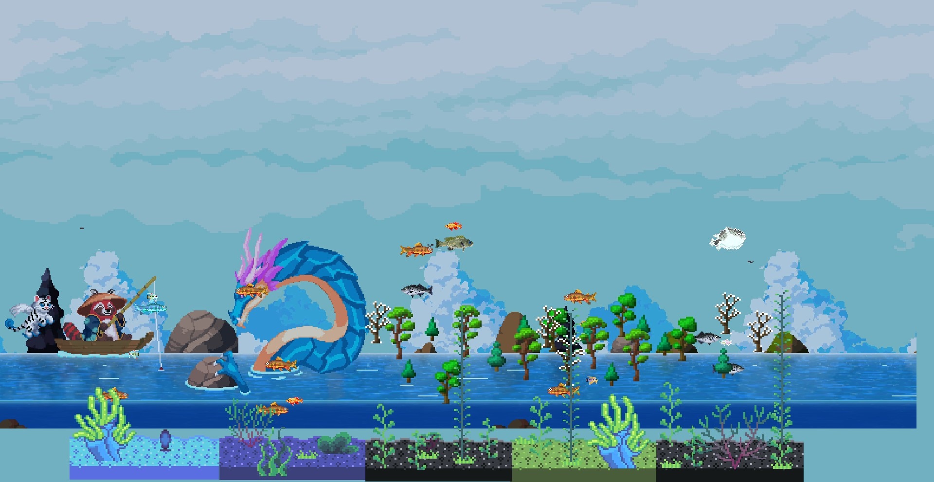 Glacial biome with floating ice